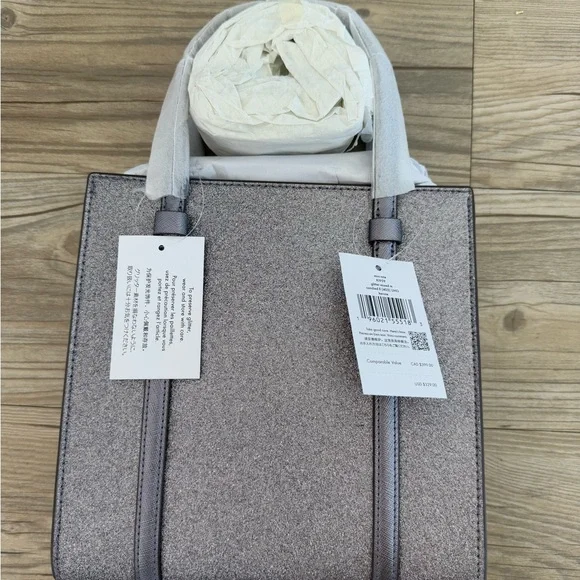 Kate Spade Kenzie Glitter Small Tote Bag KI959 Blueish Silver Purse NWT $329! - Picture 10 of 14
